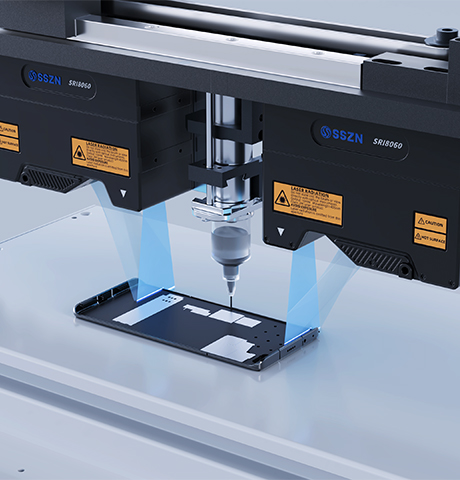 手机中框点胶引导和胶路检测